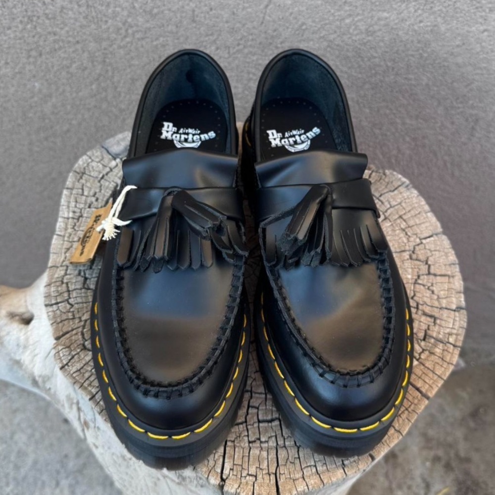 Dr. Martens Black Leather Adrien Quad Loafer